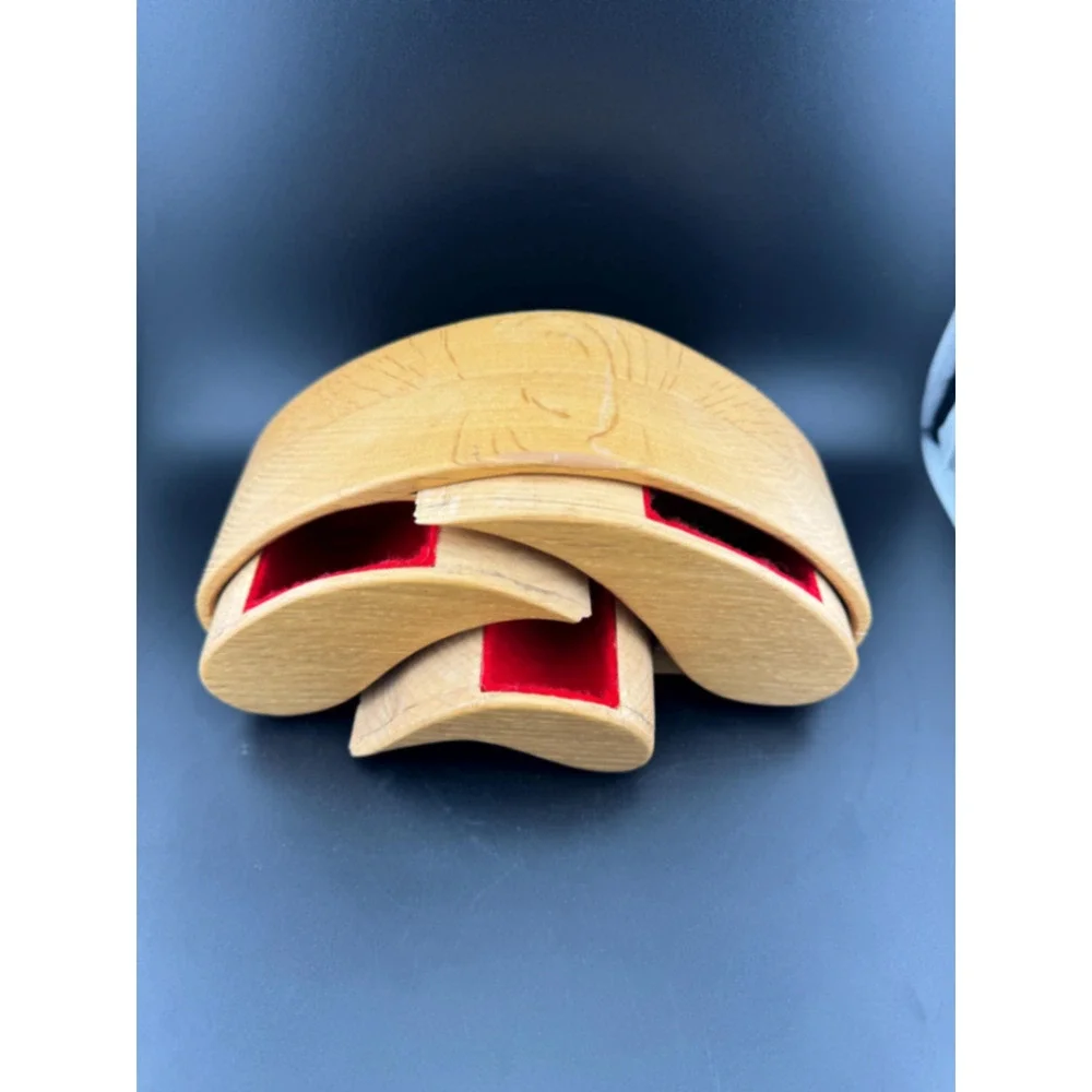 Vintage Light Oak Wood Bandsaw Jewelry Box